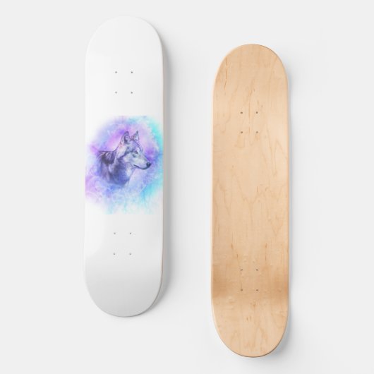 Watercolor Wolf Persoonlijk Skateboard (Voorkant)