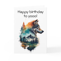 Watercolor Wolf Verjaardagskaart voor Natuurliefhe