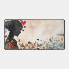 Watercolor Woman Silhouette with Hearts Bureaumat