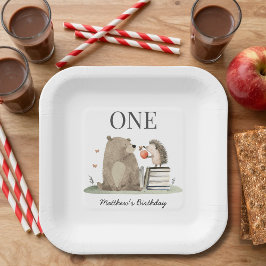 Watercolor Woodland Animals 1st Birthday Party Papieren Bordje