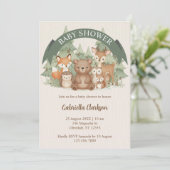 Watercolor Woodland Animals Baby Shower Kaart (Staand voorkant)