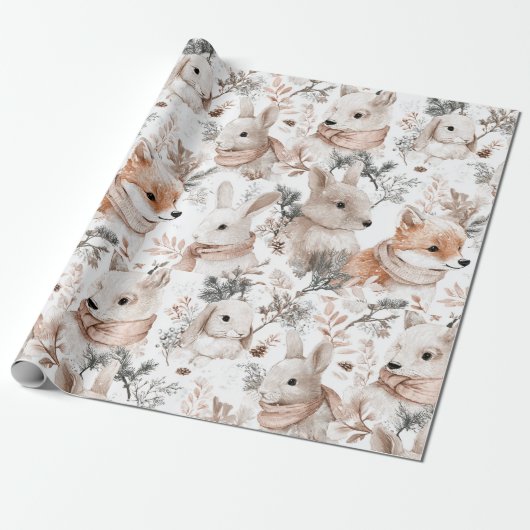 Watercolor Woodland Animals  Cadeaupapier (Uitgerold)