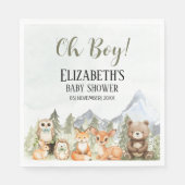 Watercolor Woodland Baby Shower Boy Servet (Voorkant)
