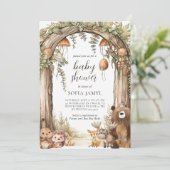 Watercolor Woodland Baby shower Kaart (Staand voorkant)