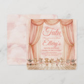 🦊🐰🩰 Watercolor Woodland Ballerina Uitnodigingen (Voorkant / Achterkant)