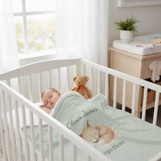 Watercolor Woodland Fox Sherpa Throw - Tender 