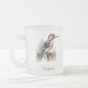 Watercolor Woodland Specht, op maat Matglas Koffiemok