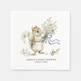Watercolor Woodland Squirrel Baby Shower Servet