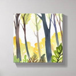 Watercolor Woods | Groene natuur bos schilderij Canvas Afdruk