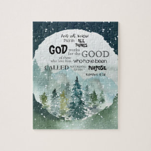 Watercolor Woods Romeinen 8:28 Bijbelvers Legpuzzel