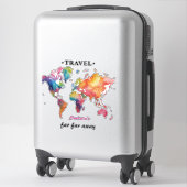 Watercolor World Map Travel Quote Sticker (Koffer)