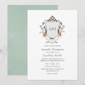 Watercolor Woud Laurus Crest Monogram Huwelijk Kaart (Voorkant / Achterkant)