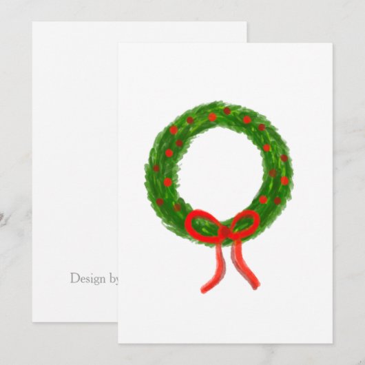 Watercolor Wreath Greeting Card Christmas  Feestdagenkaart (Voorkant / Achterkant)