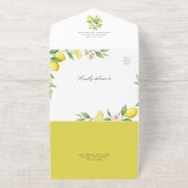 Watercolor Wreath Mediterranean Citrus Wedding All In One Uitnodiging (Buiten)