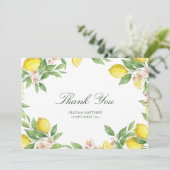 Watercolor Wreath Mediterranean Citrus Wedding Bedankkaart (Staand voorkant)