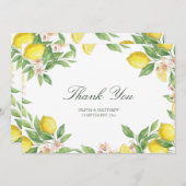 Watercolor Wreath Mediterranean Citrus Wedding Bedankkaart (Voorkant / Achterkant)