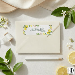 Watercolor Wreath Mediterranean Citrus Wedding Etiket