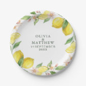 Watercolor Wreath Mediterranean Citrus Wedding Papieren Bordje (Voorkant)