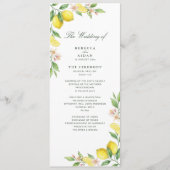 Watercolor Wreath Mediterranean Citrus Wedding Programmakaart (Voorkant)