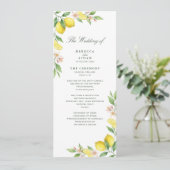 Watercolor Wreath Mediterranean Citrus Wedding Programmakaart (Staand voorkant)