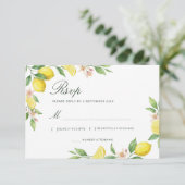 Watercolor Wreath Mediterranean Citrus Wedding RSVP Kaartje (Staand voorkant)