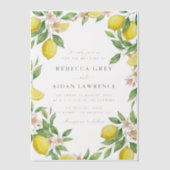 Watercolor Wreath Mediterranean Citrus Wedding Vellum Uitnodigingen (Voorkant)