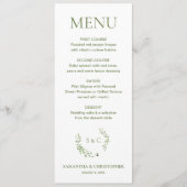 Watercolor Wreath Monogram Aangepast huwelijk Menu (Voorkant)