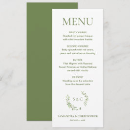 Watercolor Wreath Monogram Aangepast huwelijk Menu