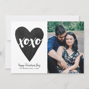 Watercolor XOXO Valentijnsdag Fotokaart - Zwart Save The Date