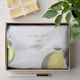 Watercolor Yellow and Green Lemon Citrus Wedding Tissuepapier