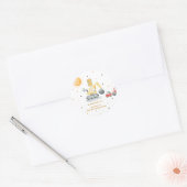 Watercolor Yellow Construction 3rd Brithday Ronde Sticker (Envelop)