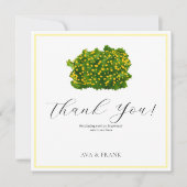Watercolor Yellow Floral Garden White Wedding Bedankkaart (Voorkant)