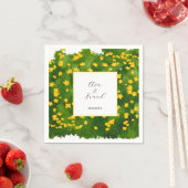 Watercolor Yellow Floral Garden White Wedding Servet (Insitu)
