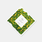 Watercolor Yellow Floral Garden White Wedding Servet (Hoek)