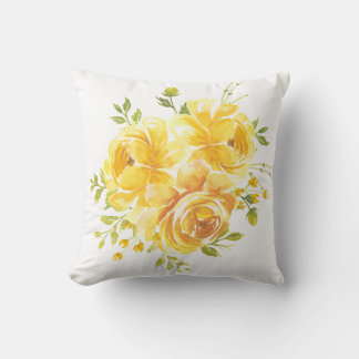 Watercolor Yellow Floral Throw Pillow Cover Kussen