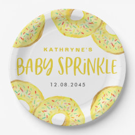 Watercolor Yellow Sprinkle Donuts Baby Sprinkle Papieren Bordje