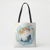Watercolor Yin Yang Koi Vis Tote Bag (Voorkant)