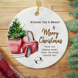 Watercolor Zakelijk logo Kerstmis Rood Groen Vrach Keramisch Ornament