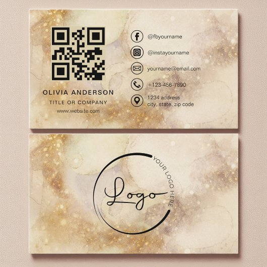 Watercolor Zakelijk QR Code Bedrijfskaart Visitekaartje