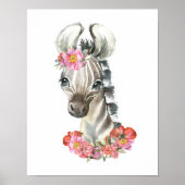 Watercolor Zebra, Safari-kinderkamerdecoratie, Kin Poster (Voorkant)