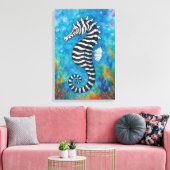 Watercolor Zebra Seahorse Canvas Afdruk (Insitu (Woonkamer))