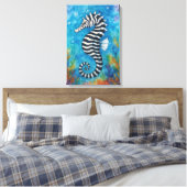 Watercolor Zebra Seahorse Canvas Afdruk (Insitu (Slaapkamer))