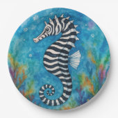 Watercolor Zebra Seahorse Papieren Bordje (Voorkant)