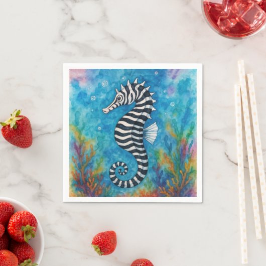 Watercolor Zebra Seahorse Servet (Insitu)