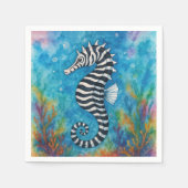 Watercolor Zebra Seahorse Servet (Voorkant)