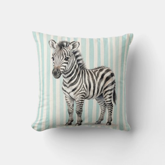 Watercolor Zebra Wilde Dieren Worp Kussen (Voorkant)