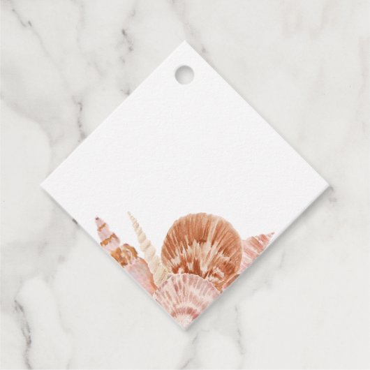 Watercolor zee schelp cadeau labels (Voorkant)