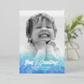 Watercolor Zeeën & Groeten Zilver Folie  Folie Feestdagenkaart (Staand Voorkant)