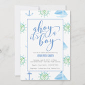 Watercolor Zeeman Baby Shower Jongen Kaart (Voorkant)