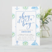 Watercolor Zeeman Baby Shower Jongen Kaart (Staand voorkant)